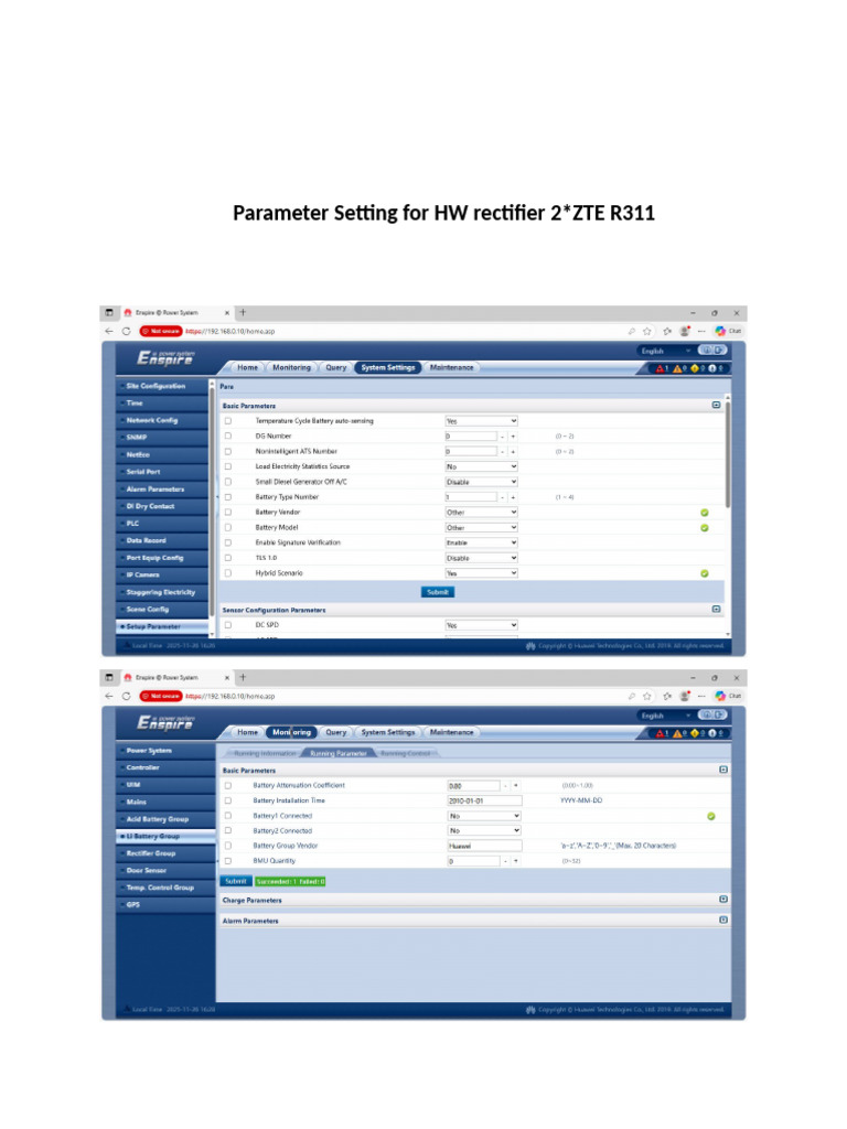 Paramater Setting 2ZTE R311 | PDF