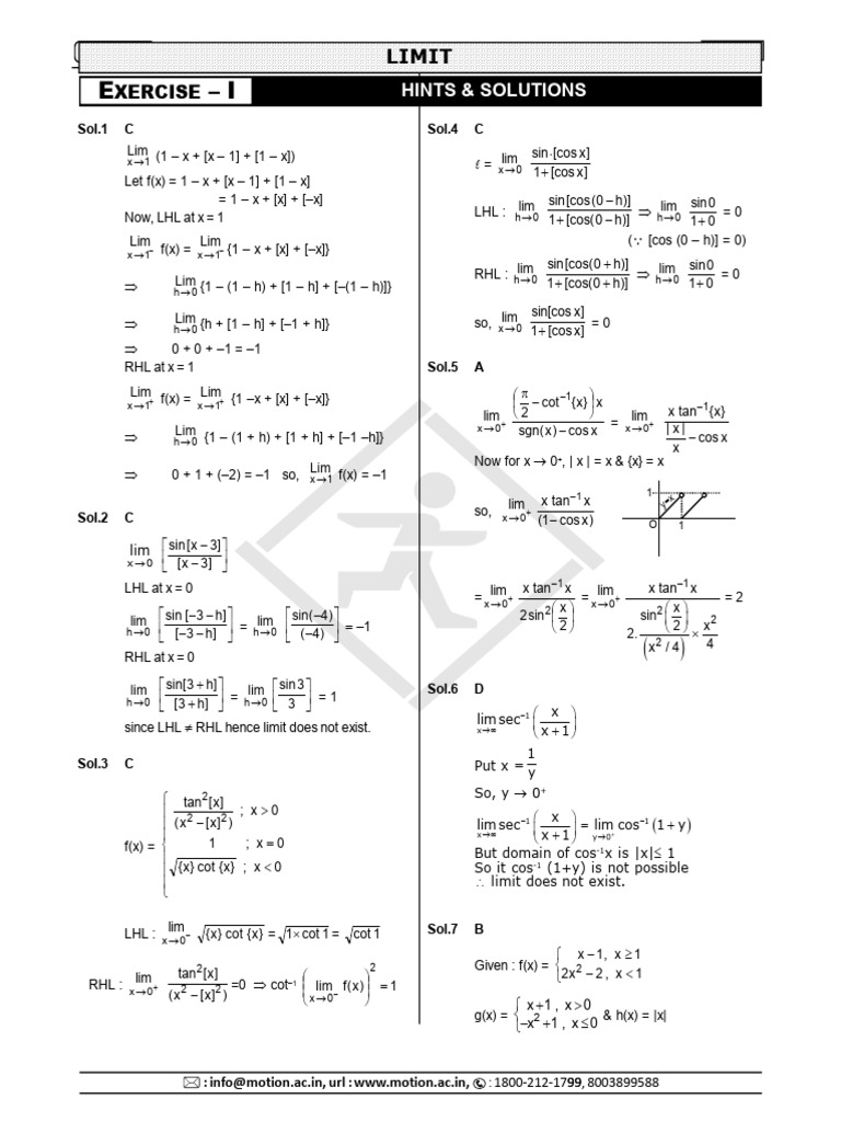 Limit Calculations and Solutions | PDF