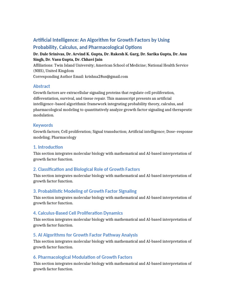 AI Algorithm for Analyzing Growth Factors | PDF | Growth Factor | Cell ...