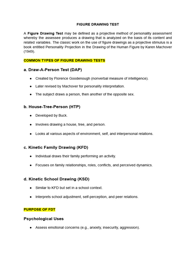 Figure Drawing Tests: Overview & Uses | PDF | Psychology ...