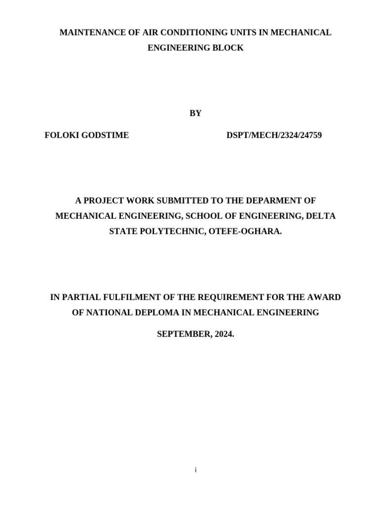 Air Conditioning Maintenance Project Report | PDF | Air Conditioning ...