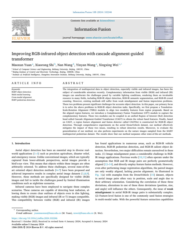 Cascade Alignment for RGB-IR Detection | PDF | Applied Mathematics ...