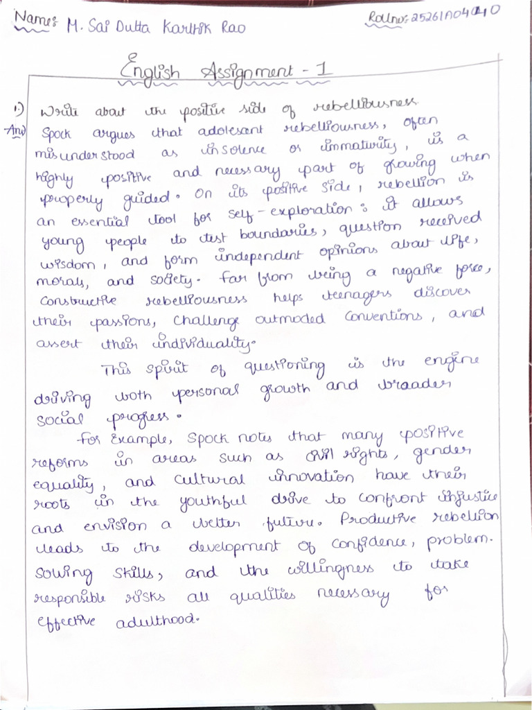 English Assignment-1 Karthik Rao | PDF