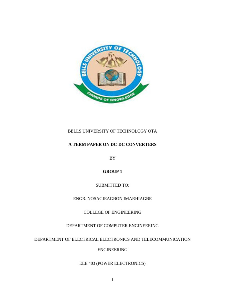 Term Paper on DC-DC Converters | PDF | Power Supply | Inductor