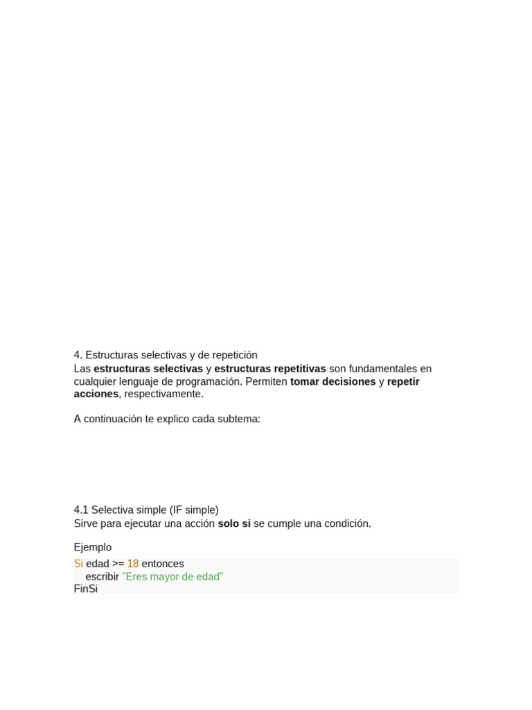 Estructuras Selectivas y Repetitivas | PDF | Programa de computadora ...