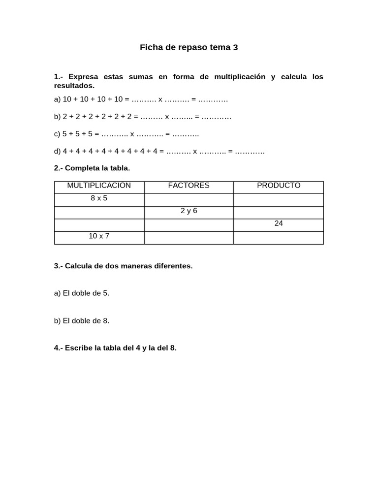 Ficha de Repaso Tema 3 | PDF