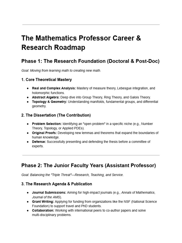 Mathematics Professor Career Guide | PDF | Mathematics