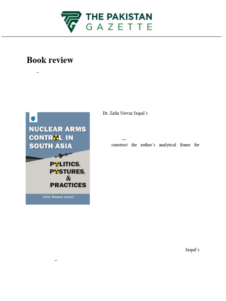 Nuclear Arms Control in South Asia Politics Postures Practices PDF ...