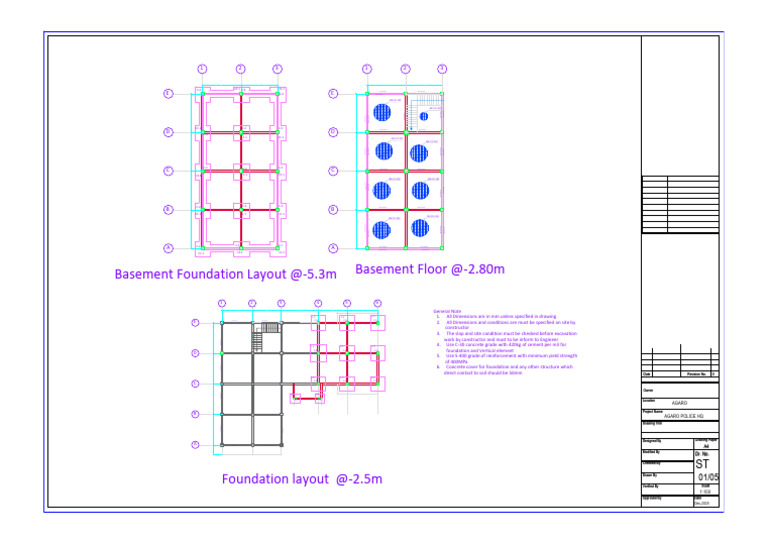 AGARO Police HQ Foundation Layout | PDF | Wall | Basement