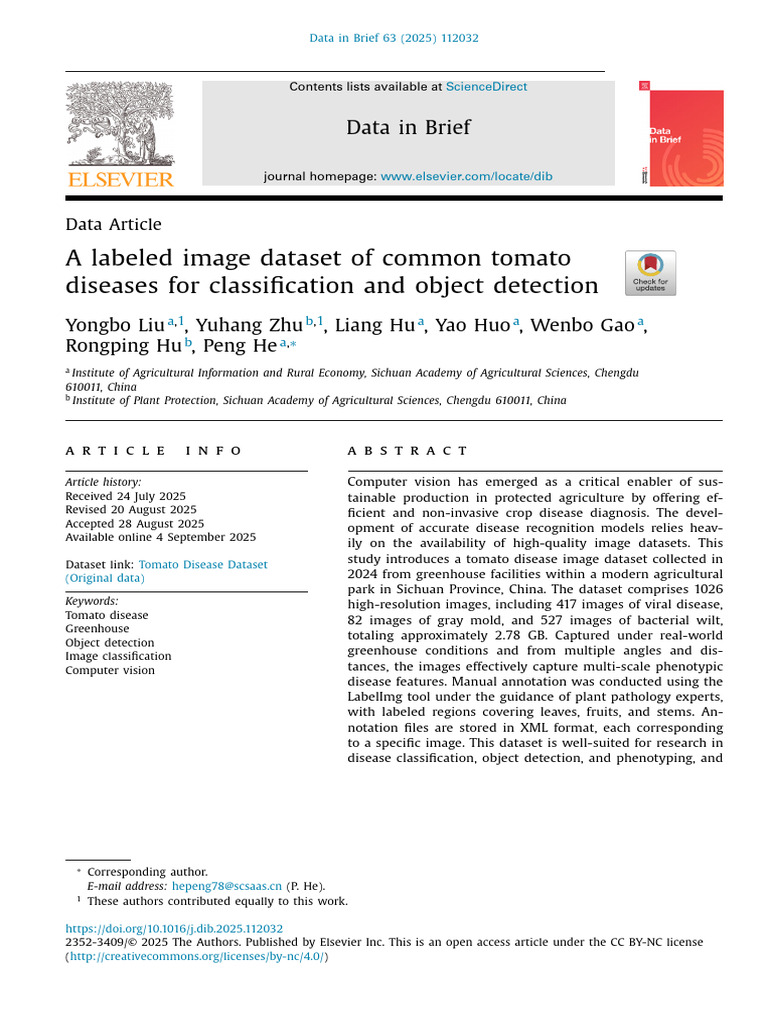 Tomato Disease Image Dataset for AI | PDF | Deep Learning | Tomato