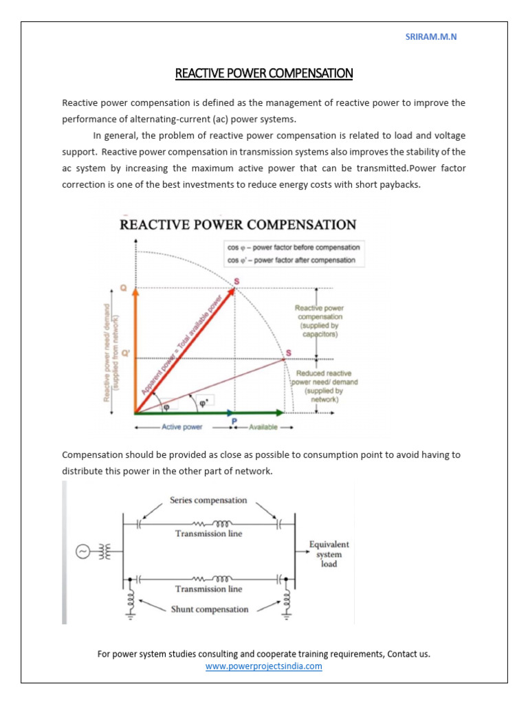 Reactive Power Compensation Explained | PDF | Ac Power | Power (Physics)