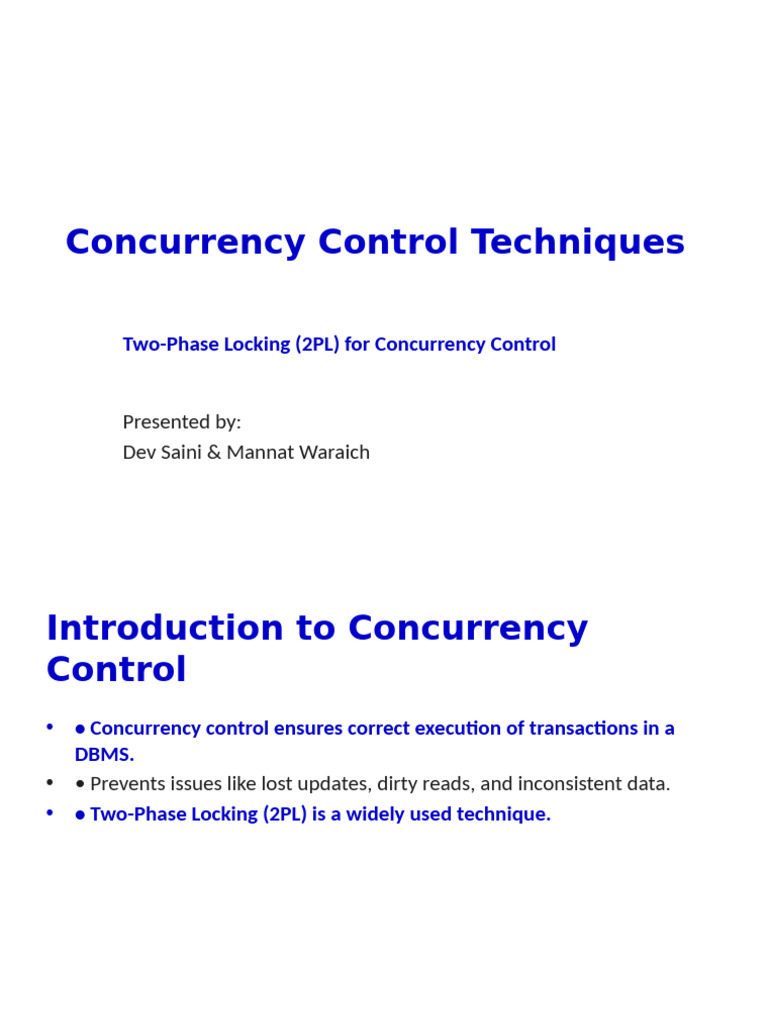 Two-Phase Locking in Concurrency Control | PDF | Databases ...