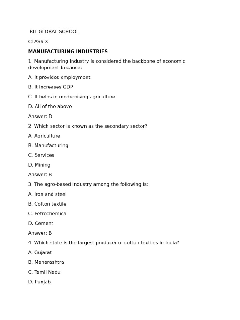 Manufacturing Industries in India: Overview | PDF | Jute | Pollution