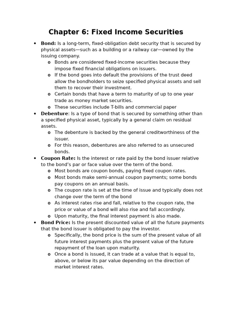 Understanding Fixed Income Securities | PDF | Bonds (Finance ...