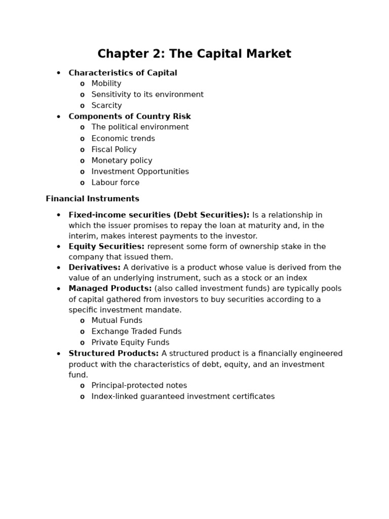 Chapter 2 - The Capital Markets | PDF | Securities (Finance) | Stocks