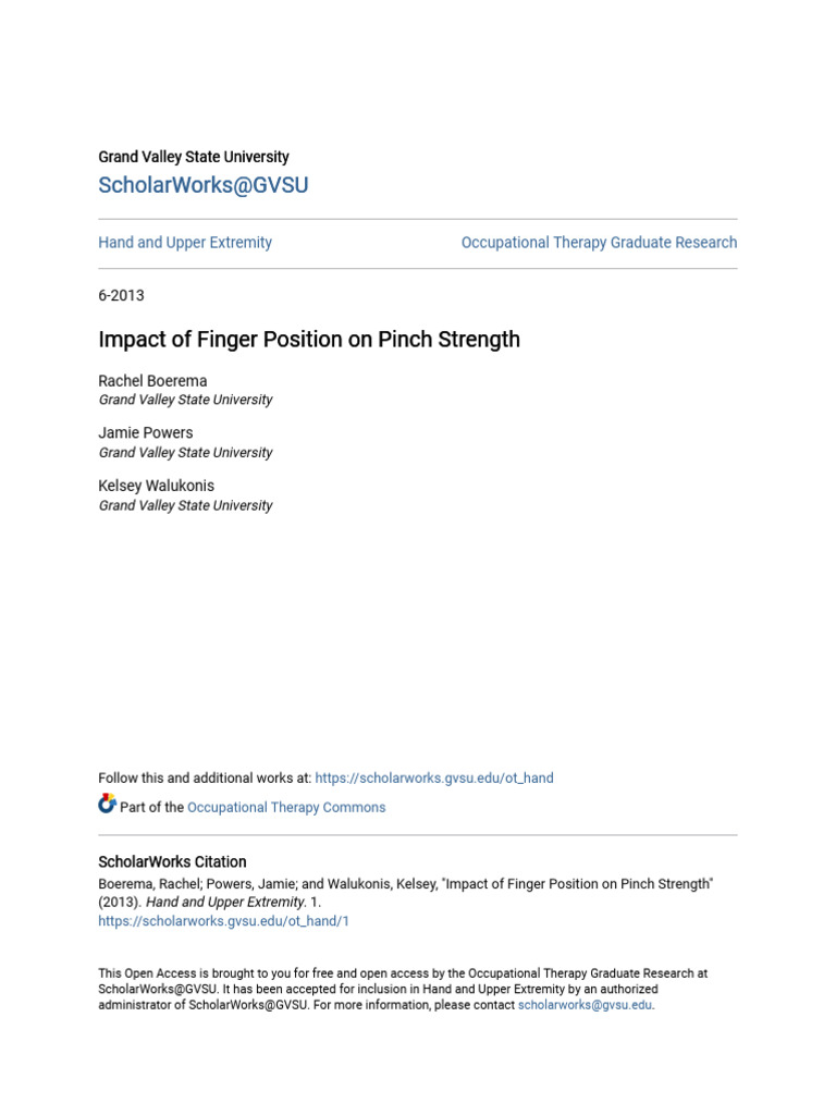 Finger Position's Effect on Pinch Strength | PDF | Thumb | Limbs (Anatomy)
