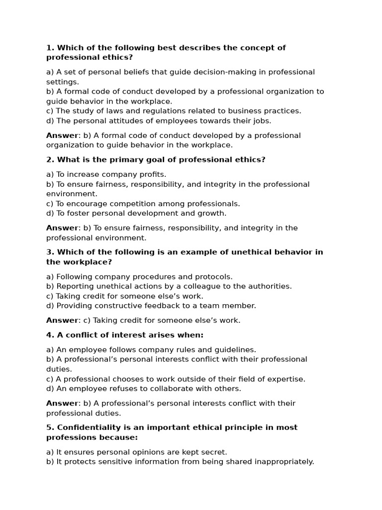 Understanding Professional Ethics Principles | PDF | Conflict Of ...