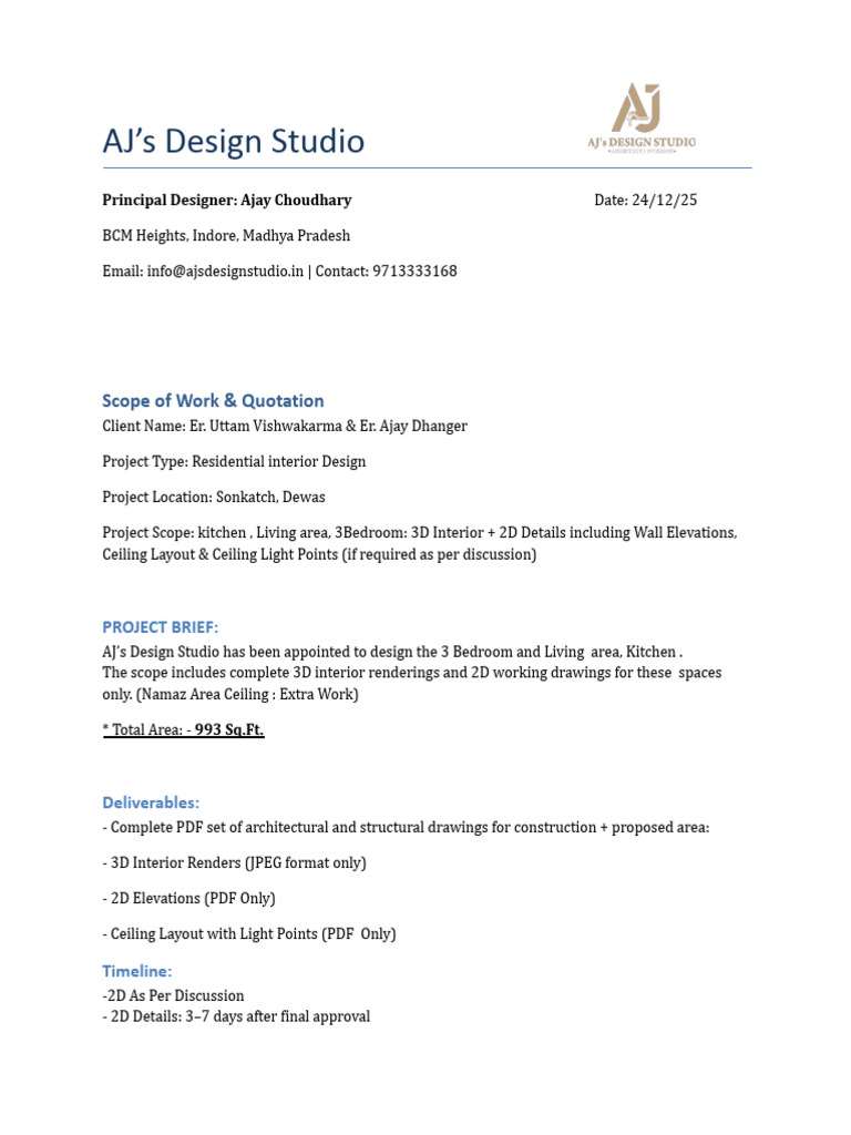 Residential Interior Design Quotation | PDF