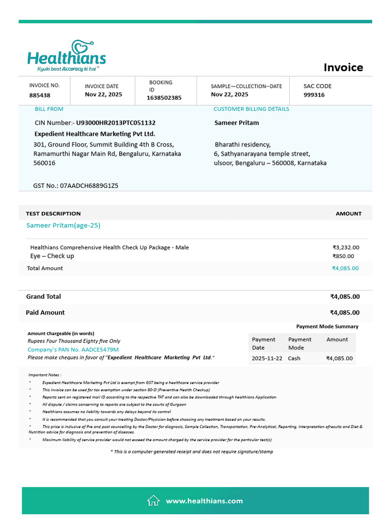 Healthcare Invoice for Check-Up Services | PDF | Invoice | Government ...