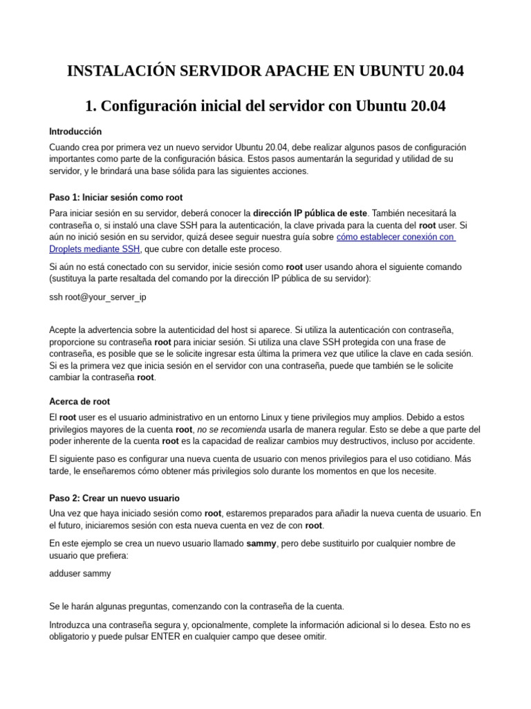 Instalar Apache en Ubuntu 20.04: Guía Completa | PDF | Servidor HTTP ...