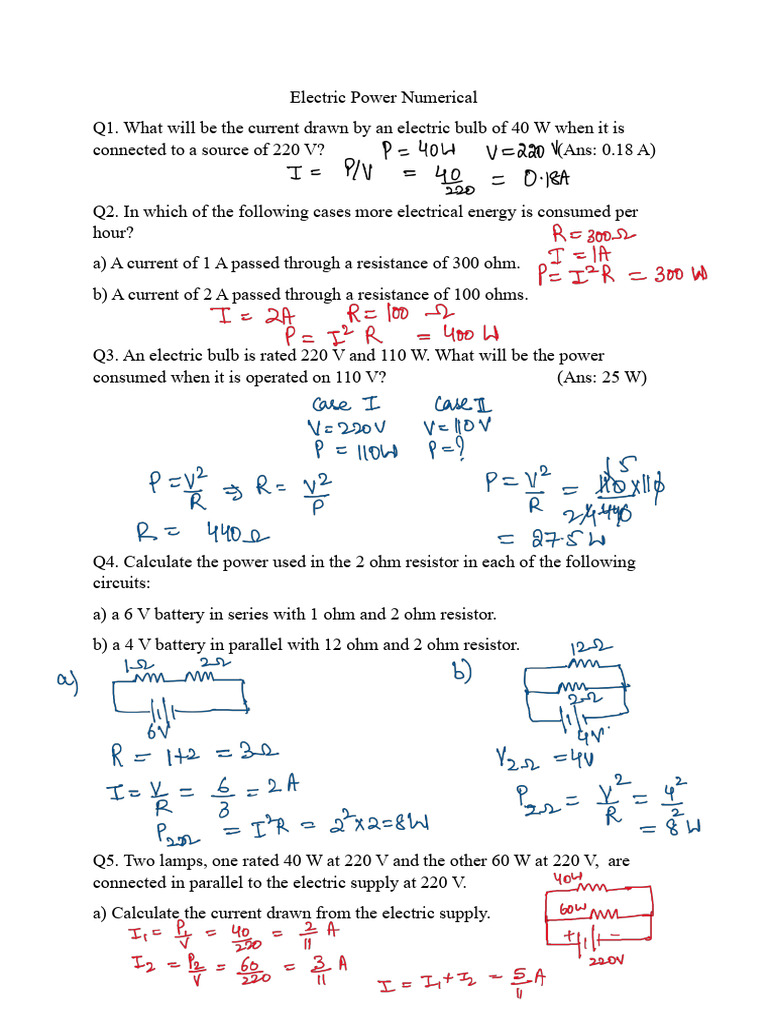 Electric Power Calculations and Problems | PDF