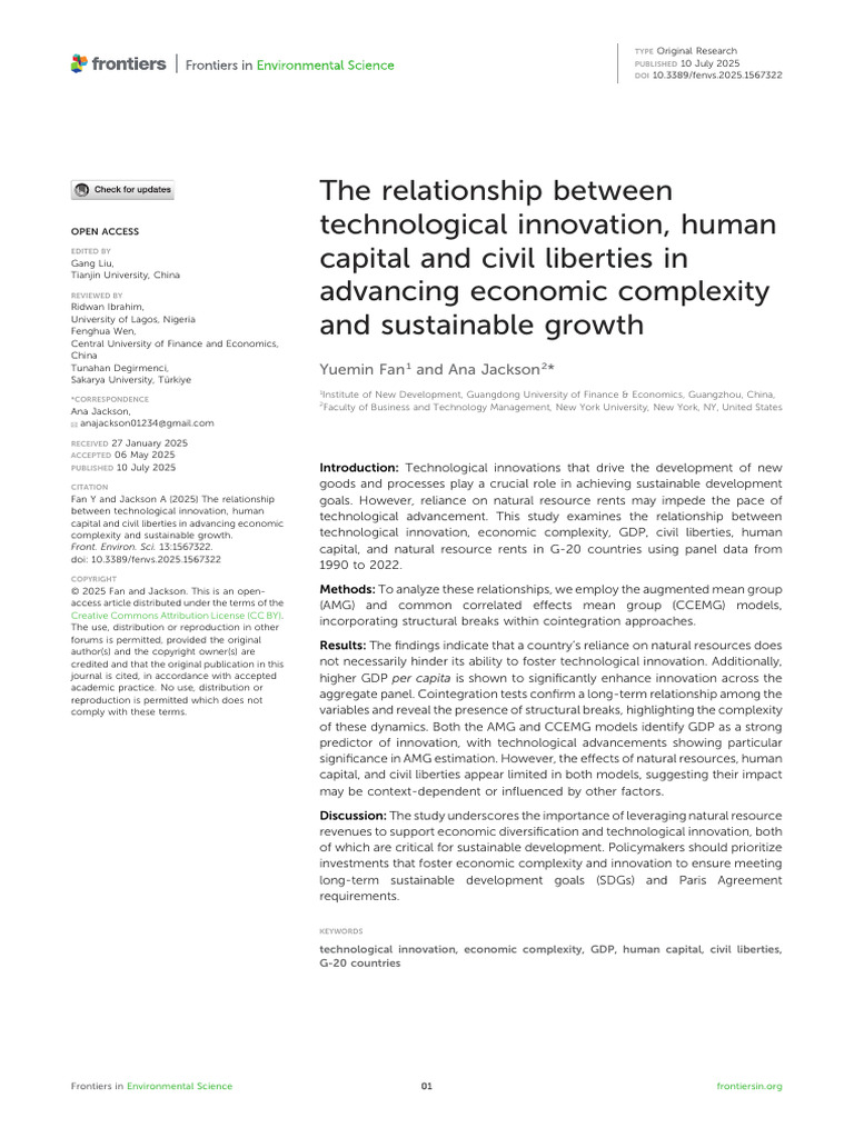 Tech Innovation and Economic Growth in G-20 | PDF | Innovation ...