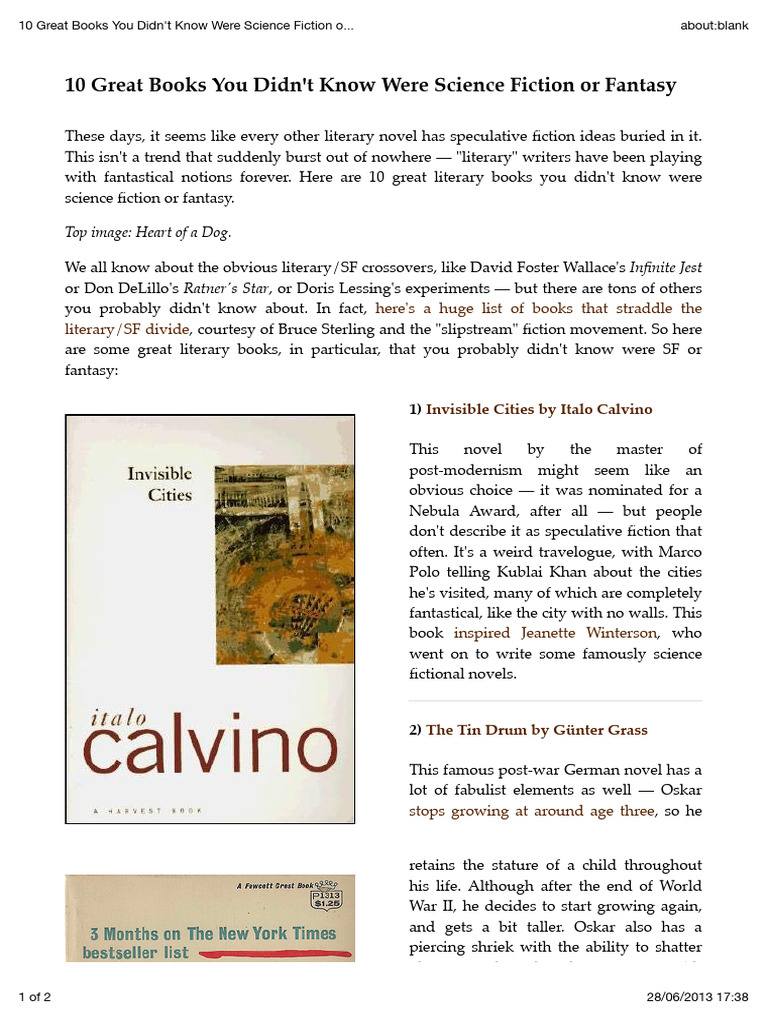 10 Overlooked Literary Sci-Fi Gems | PDF | Speculative Fiction | Novels
