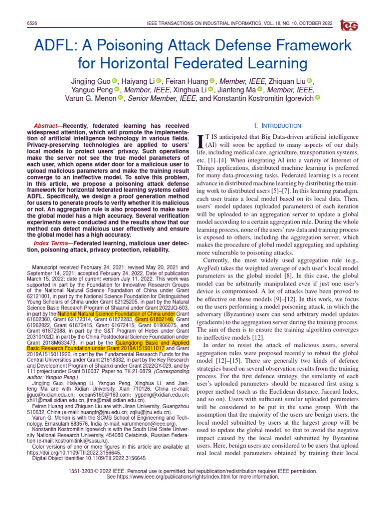 Defense Framework for Federated Learning | PDF | Artificial ...