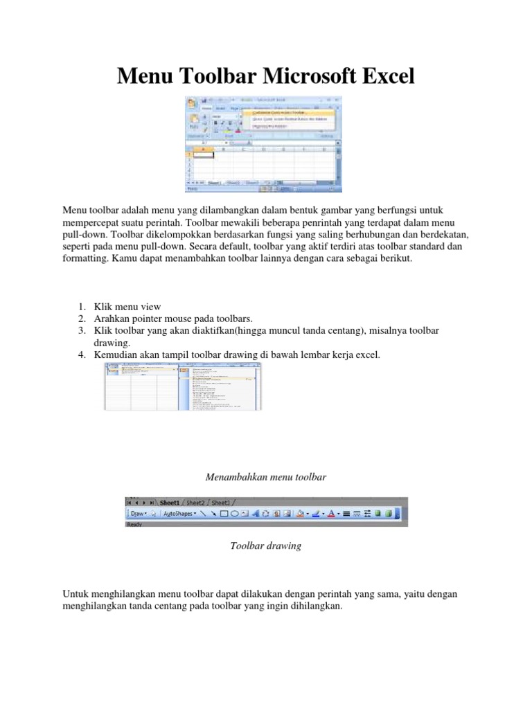 Menu Toolbar pada Microsoft Excel