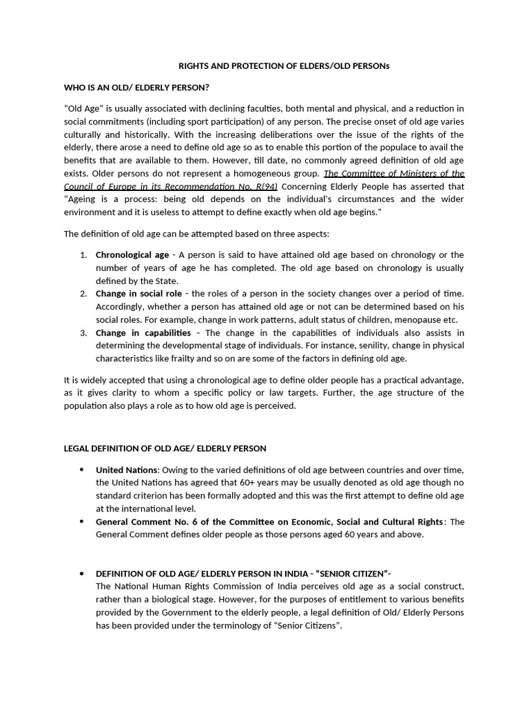 Rights and Protections for the Elderly | PDF | Human Rights | United ...