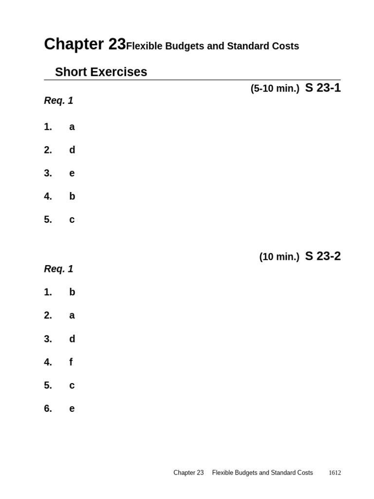 Chapter 23 Flexible Budgets and Standard Costs | PDF | Cost Of Goods ...