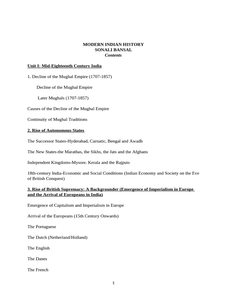 Modern Indian History Overview | PDF | Indian National Congress ...