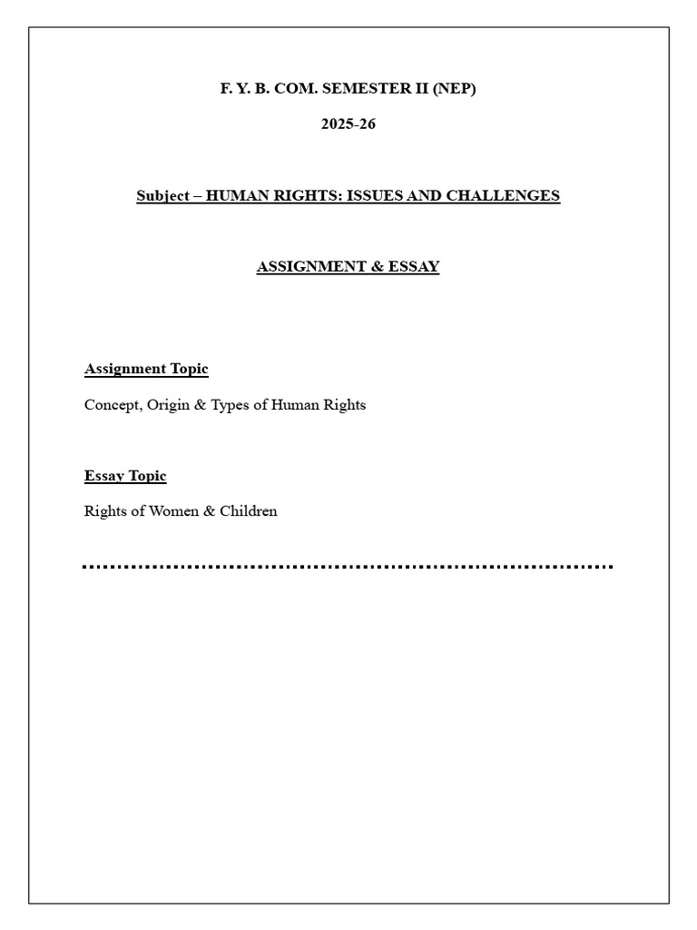 Human Rights - Assignment - Semester II | PDF