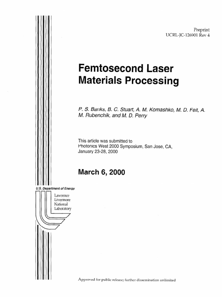 Femtosecond Laser Processing Techniques | PDF | Laser | Ablation