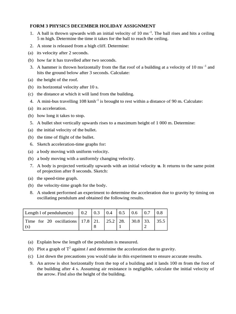 Form 3 Physics December Holiday Assignment | PDF | Capacitor | Capacitance
