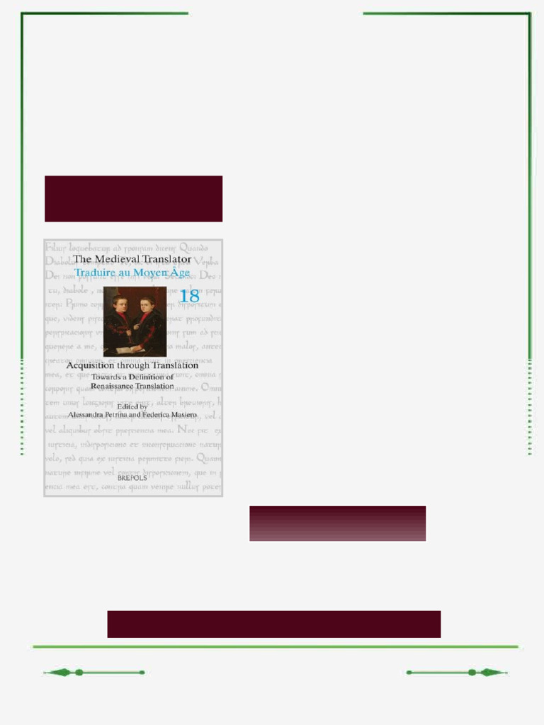 Acquisition Through Translation Towards a Definition of Renaissance ...