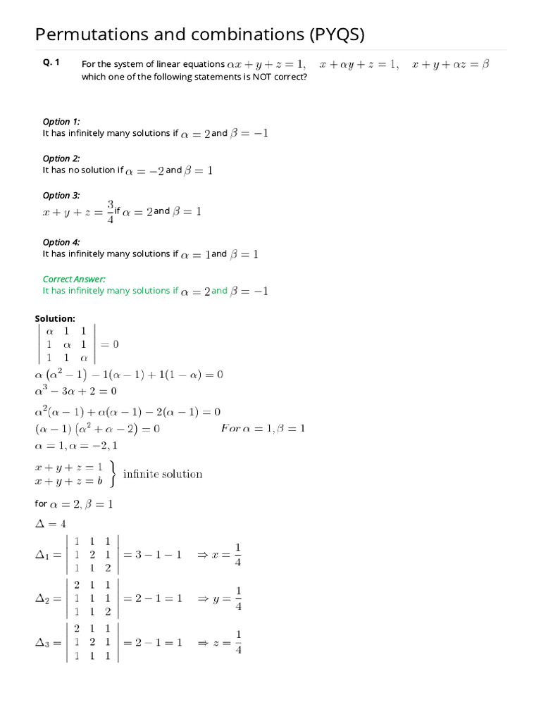 Permutations and Combinations Practice Questions | PDF | Numbers ...