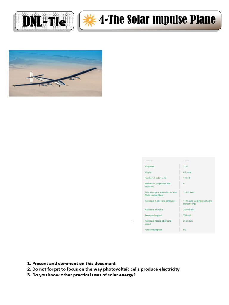 Solar Impulse: Pioneering Solar Aviation | PDF | Solar Power | Airplane