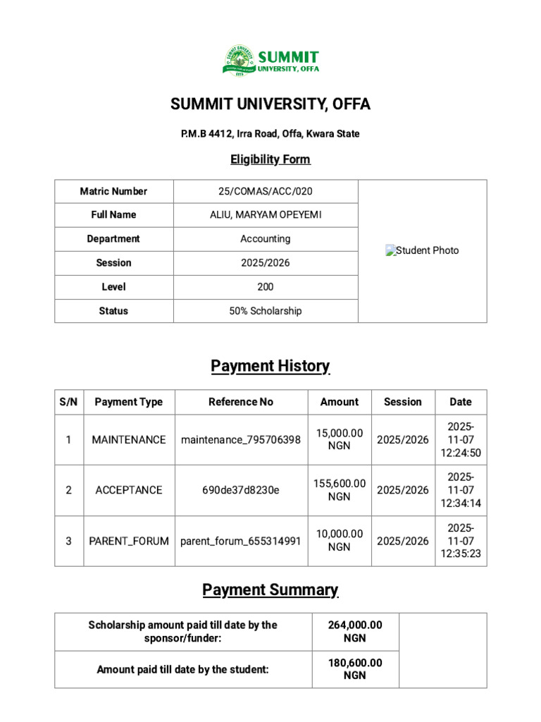 Eligibility Form __ Aliu, Maryam Opeyemi | PDF