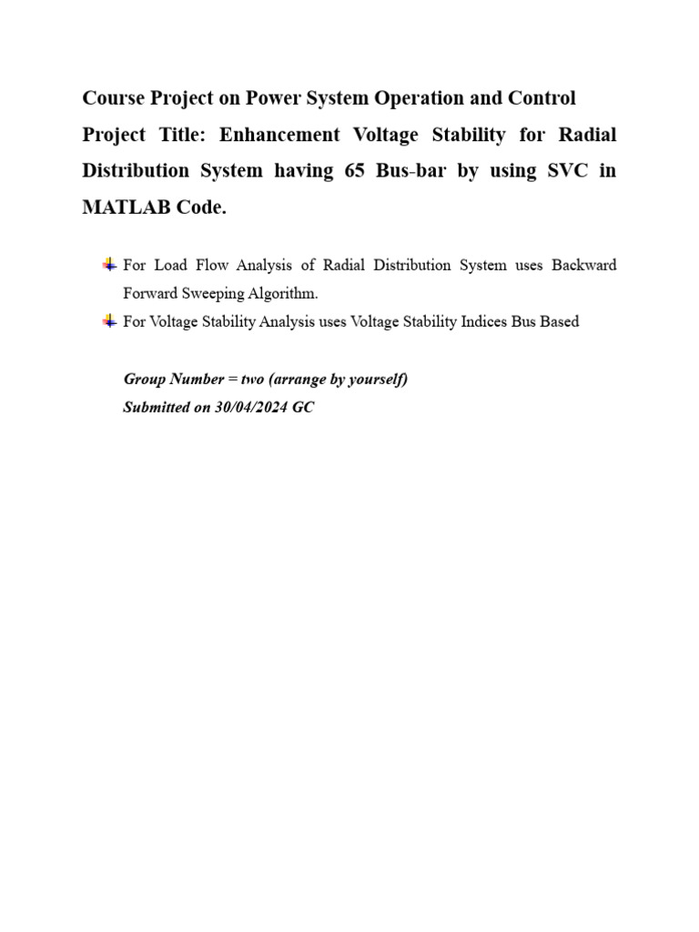 Voltage Stability in Radial Systems Using SVC | PDF