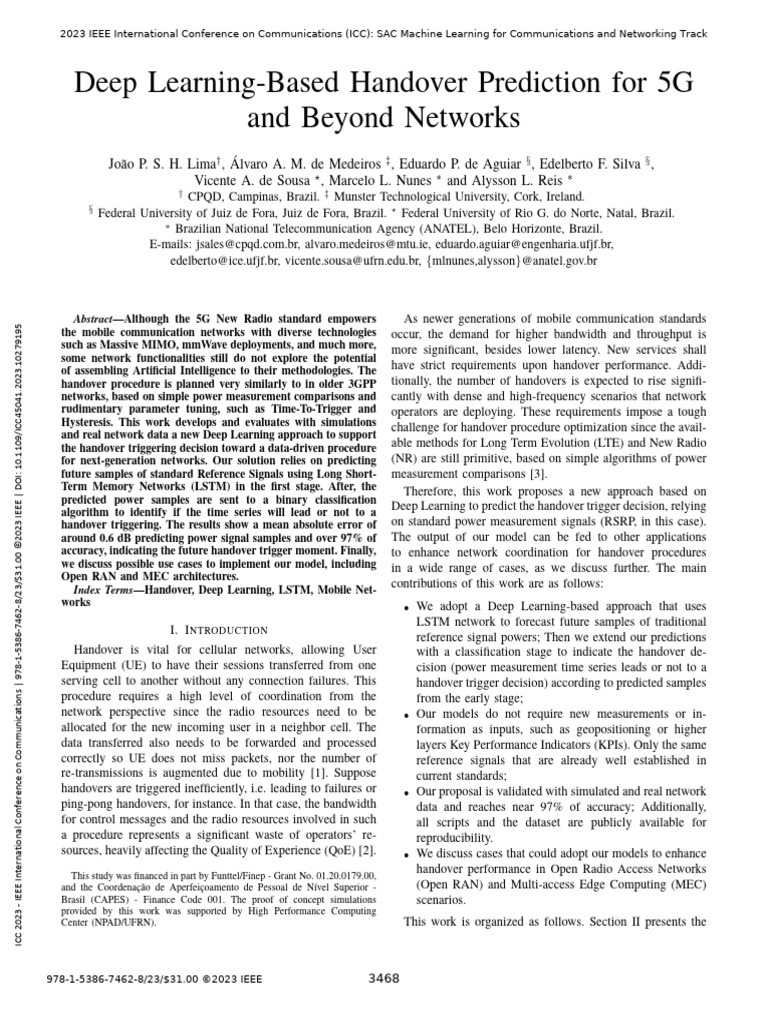 Deep Learning for 5G Handover Prediction | PDF | Accuracy And Precision ...