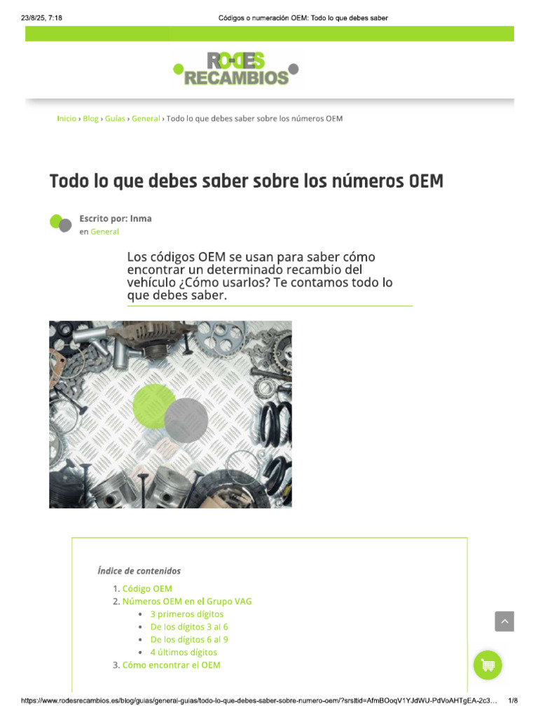 Códigos o Numeración OEM Todo Lo Que Debes Saber | PDF