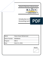 Introduction To Financial Accounting-Last Assignment: School of Business Infrastructure