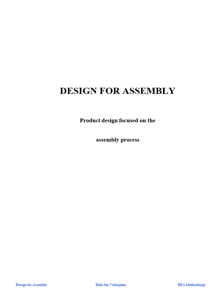 Design for Assembly Methodology Guide | PDF