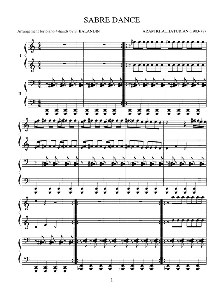 SABRE DANCE Piano Arrangement | PDF
