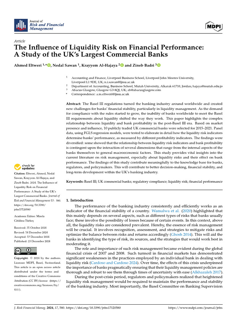 Liquidity Risk and UK Bank Performance | PDF | Interest | Banks