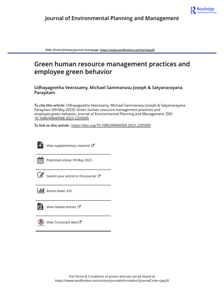 Green HRM Practices and Employee Behavior | PDF | Cronbach's Alpha ...