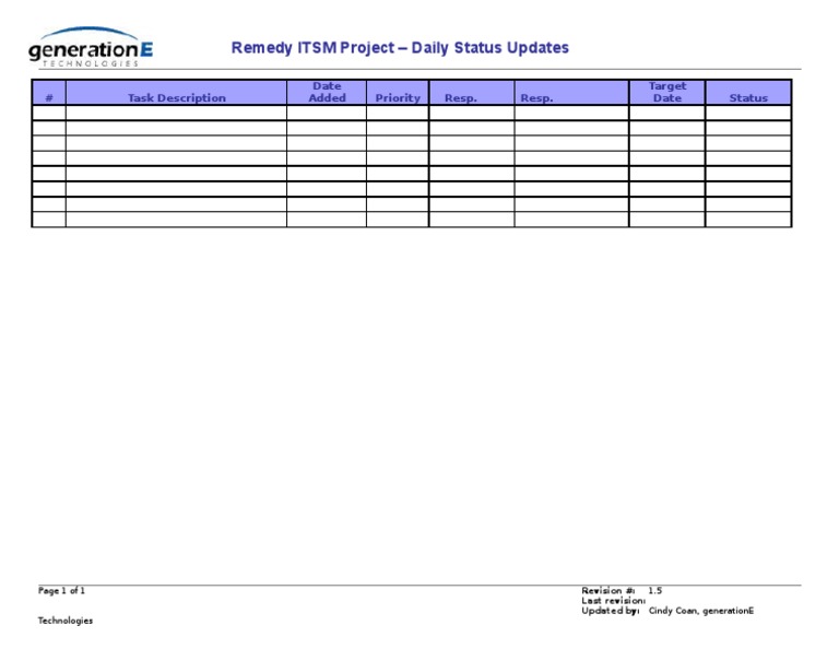 Remedy ITSM Project Daily Updates | PDF