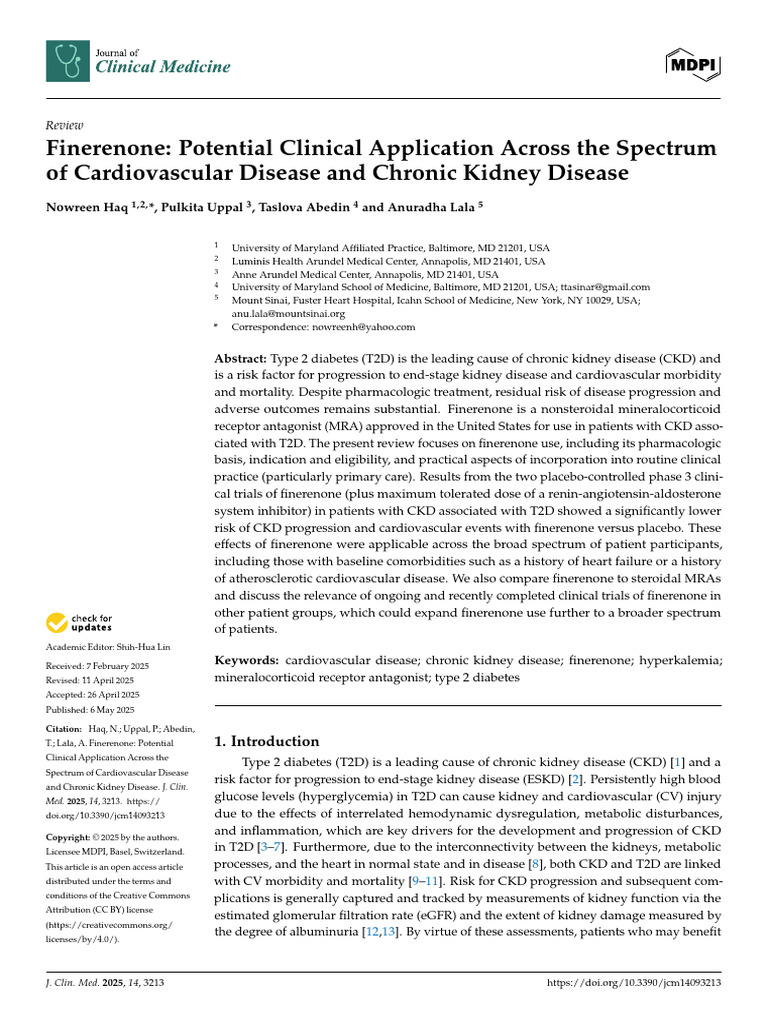 Finerenone in Cardiovascular and Kidney Disease | PDF | Chronic Kidney ...