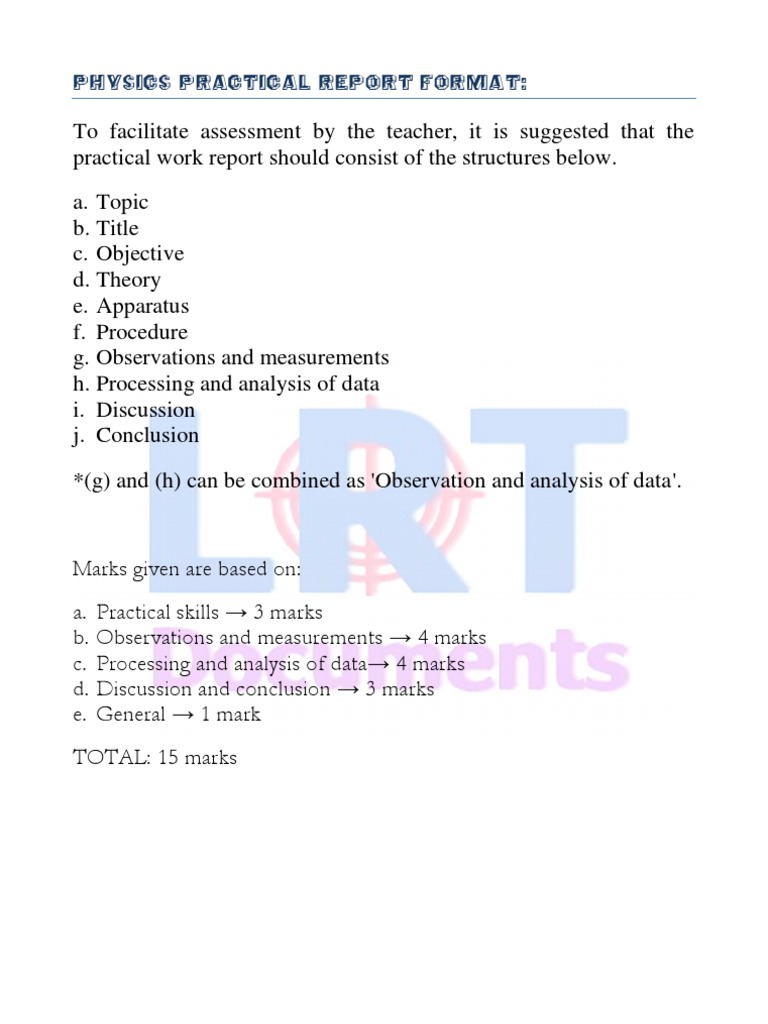 Physics Practical Report Guidelines | PDF